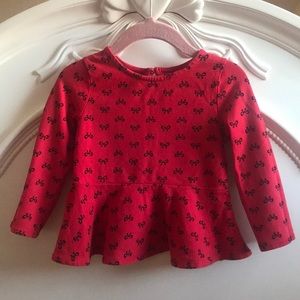 Baby Gap Red and black long sleeve peplum top